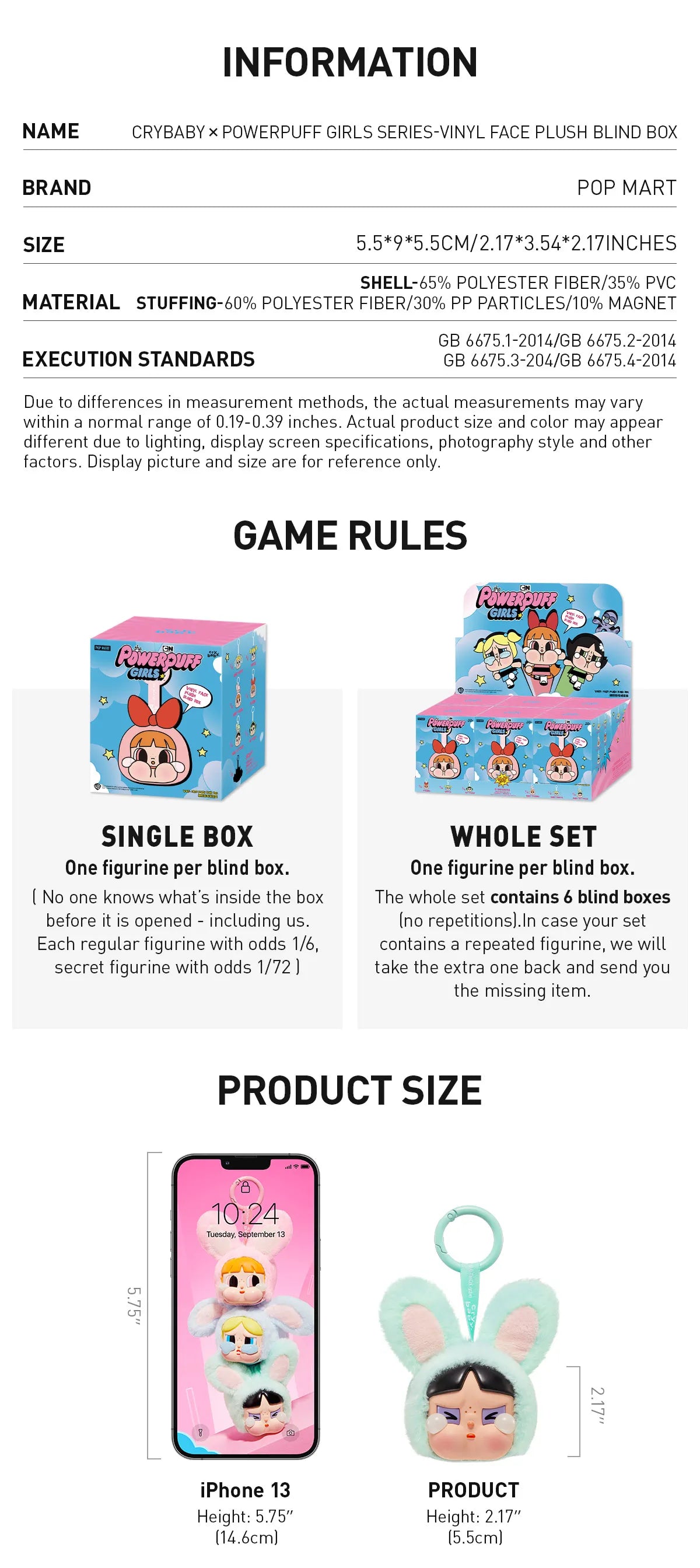 CRYBABY x POWERPUFF GIRLS SERIES - Vinyl Face Plush Blind Box - POPMART