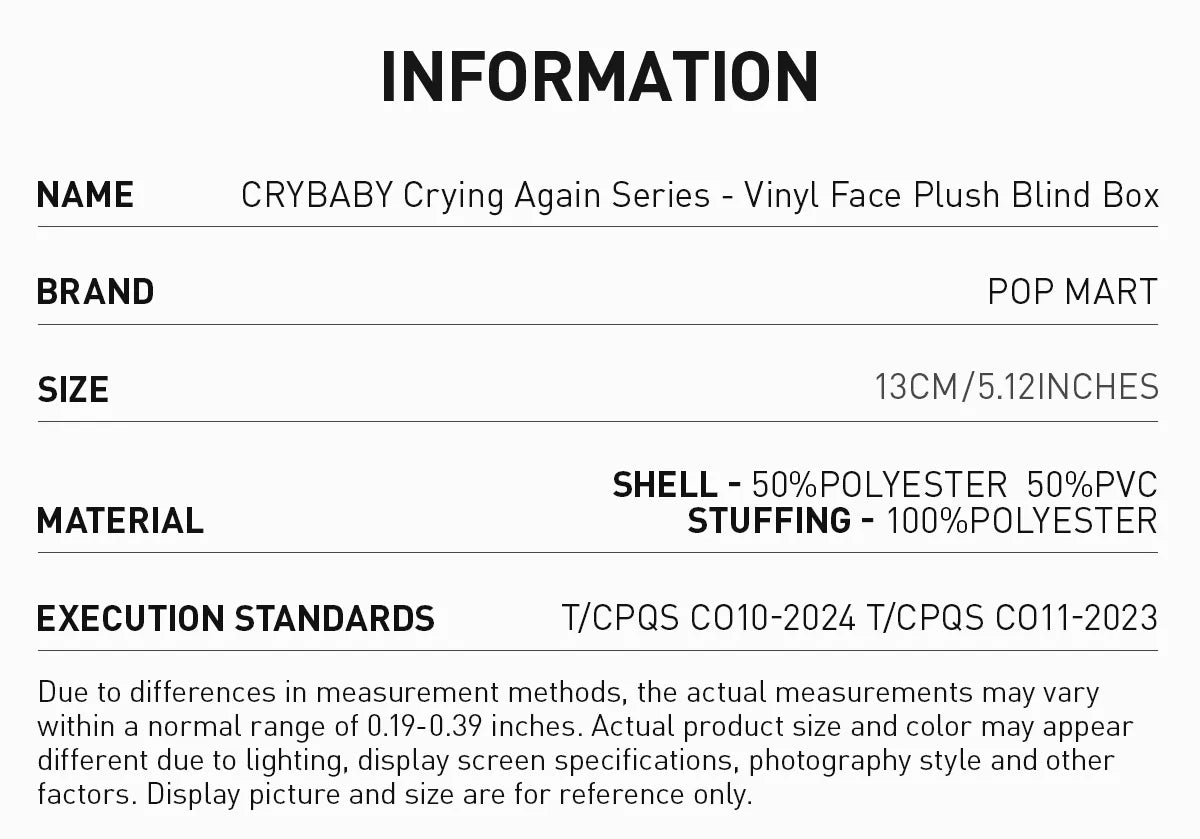CRYBABY CRYING AGAIN SERIES - Vinyl Face Plush Blind Box by POPMART