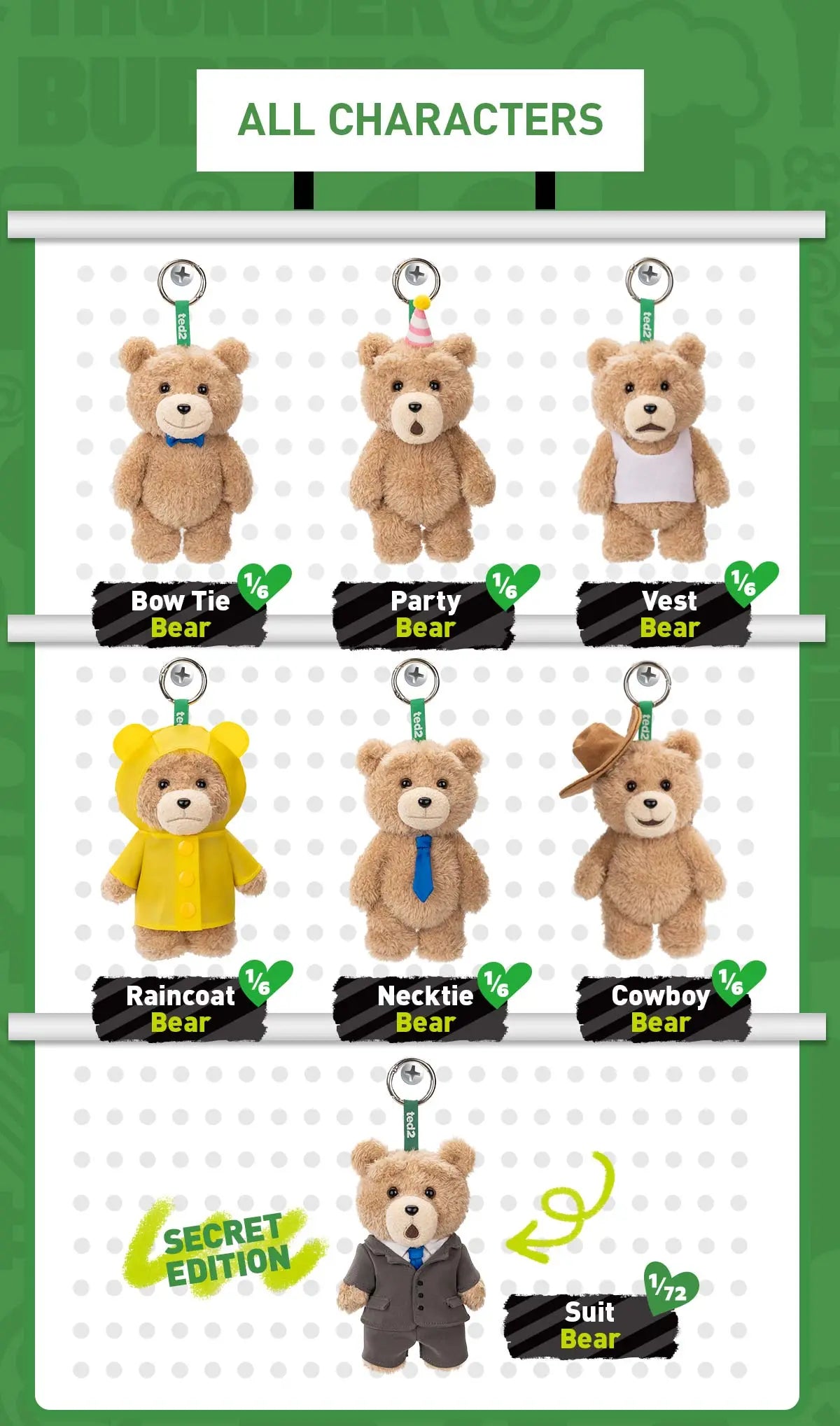 Ted2 Teddy Bear Action Plush Pendant - POPMART