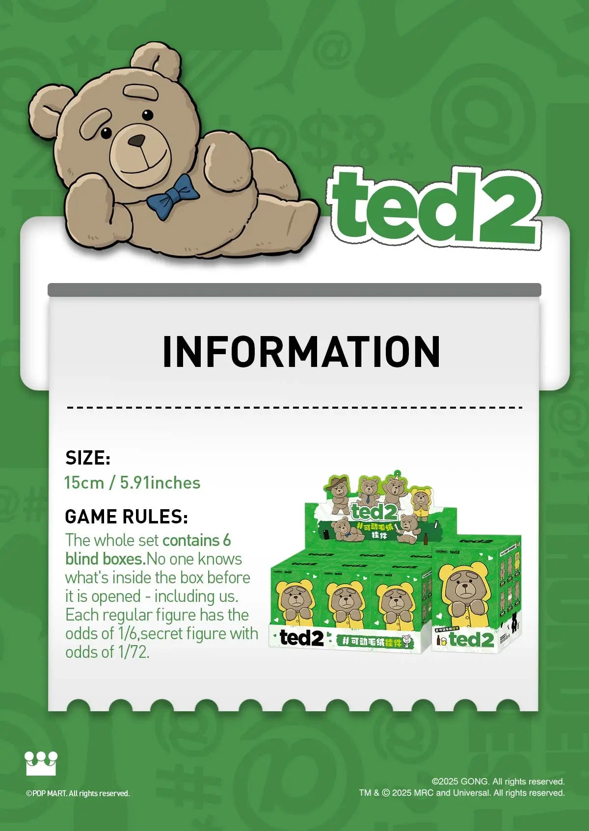 Ted2 Teddy Bear Action Plush Pendant - POPMART