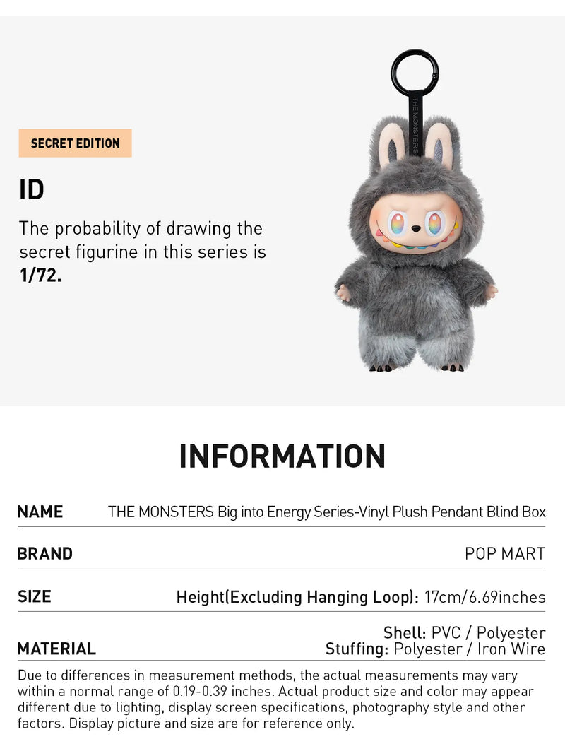 THE MONSTERS Labubu Ver 3.0 – Big into Energy Series Vinyl Plush Pendant Blind Box